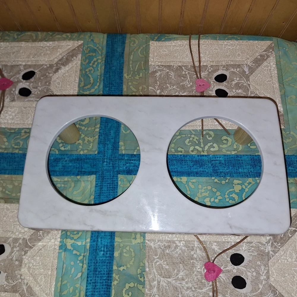Pet Bowl Stand Plastic & Wood, NWOT